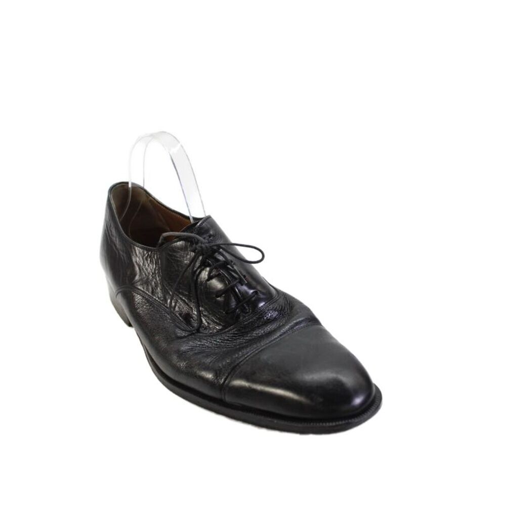 Peter Huber Mens Leather Lace-Up Round Toe Oxford Dress Shoes Black Size 12